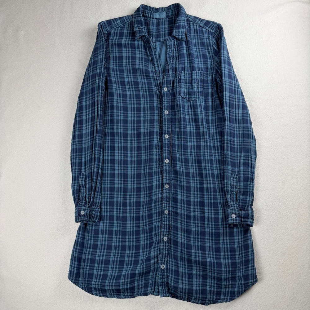 CP‎ Shades Women's Plaid Collared Button-Up Dress Shirt Blue Medium - Picture 6 of 10